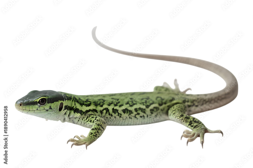 Obraz premium Isolated green lizard on transparent background
