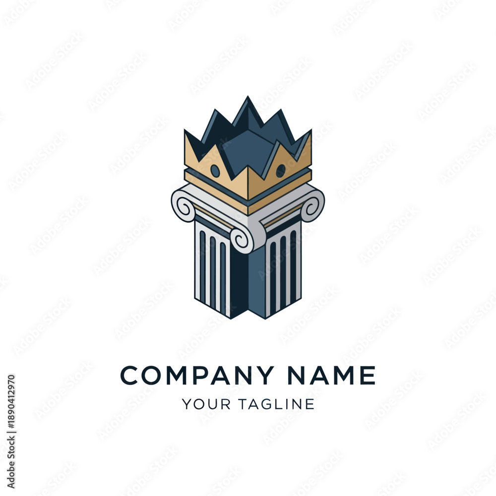 Fototapeta premium Graphic Design Logo with Crown and Column.