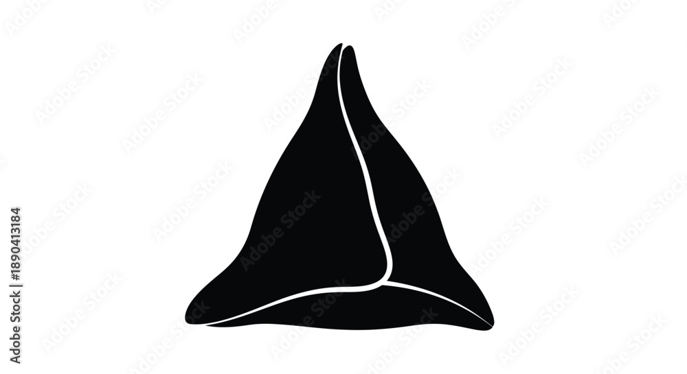 Fototapeta premium A stark black silhouette of a shark tooth against a white background
