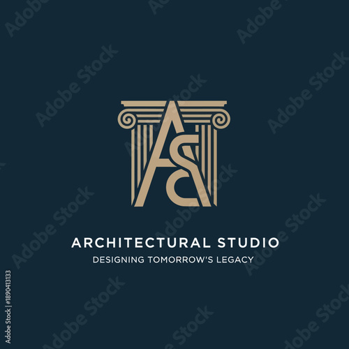 Luxury Architectural Studio Logo Design Element.