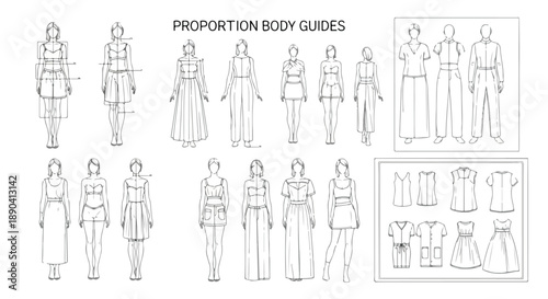 Fashion Design Proportion Body Guides Vector Illustration