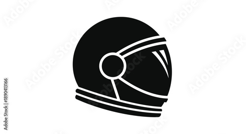 A simple black silhouette of an astronaut s helmet side profile view