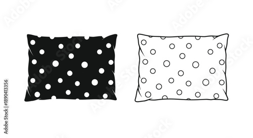 Two decorative pillows one with large dots one with small circles