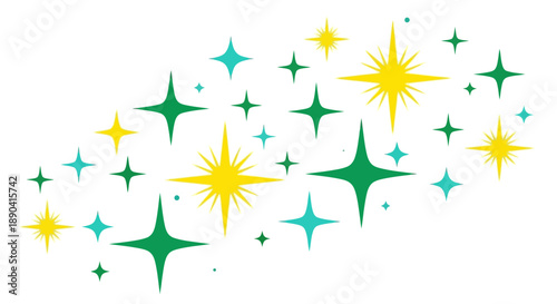 Vibrant Mid-Century Modern Sparkle and Starburst Design Elements.
