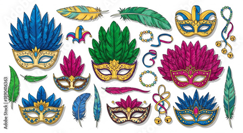 Vibrant circus performers dance joyfully at festive carnival celebration with balloons