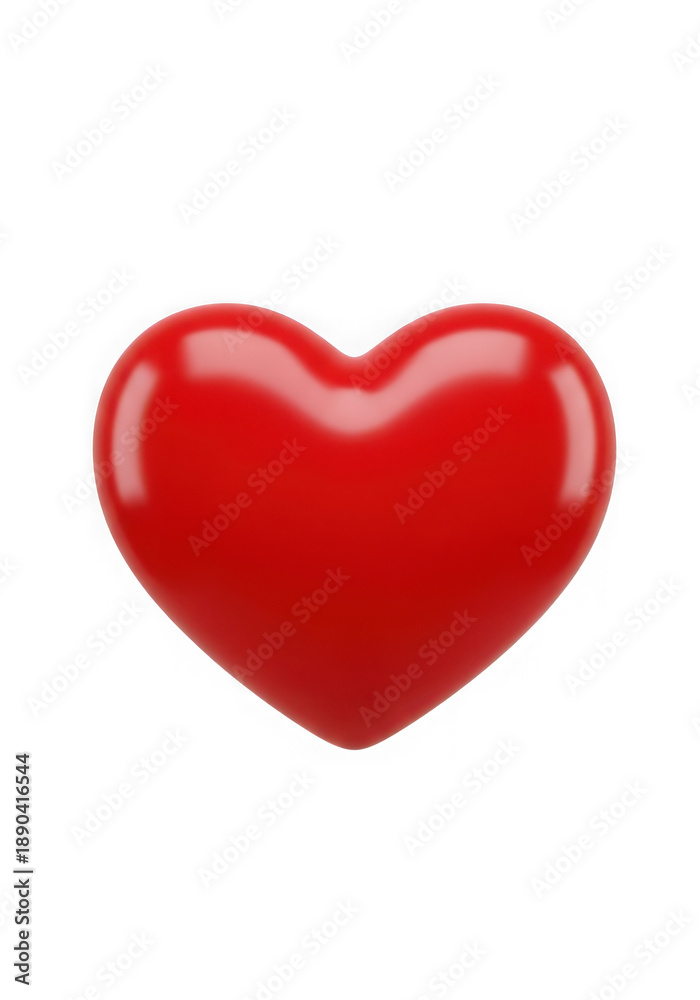 Fototapeta premium A single, glossy red heart on a white background