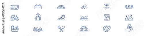Earth Line Editable Icons set. Vector illustration in modern thin style of agriculture related icons: ground, farming, cultivation, and more. Isolated on white background