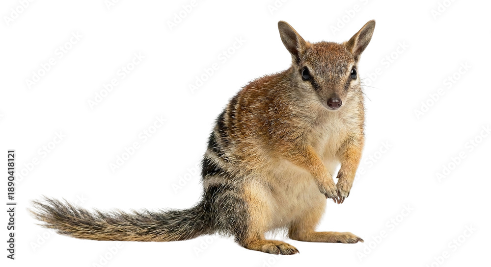 Fototapeta premium Numbat Marsupial Mammal Standing Facing Camera Cute Australian Wildlife isolated on transparent background