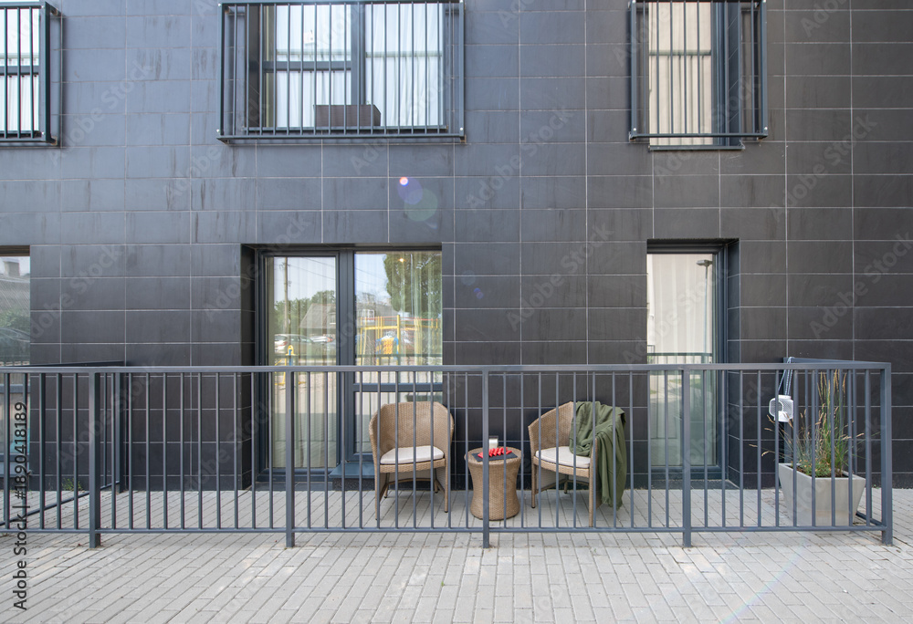 custom made wallpaper toronto digitalModern Apartment Balcony With Seating and Adjacent Building View