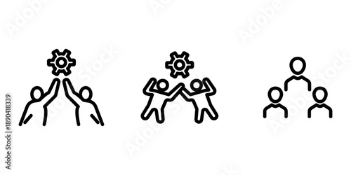 teamwork outline or line icon design bundle.