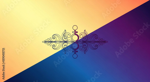 Vibrant gradient background with ornate symbol representing contrast and harmony