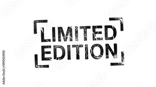 Photos Distressed “LIMITED EDITION” stamp label in black, isolated on transparent backg