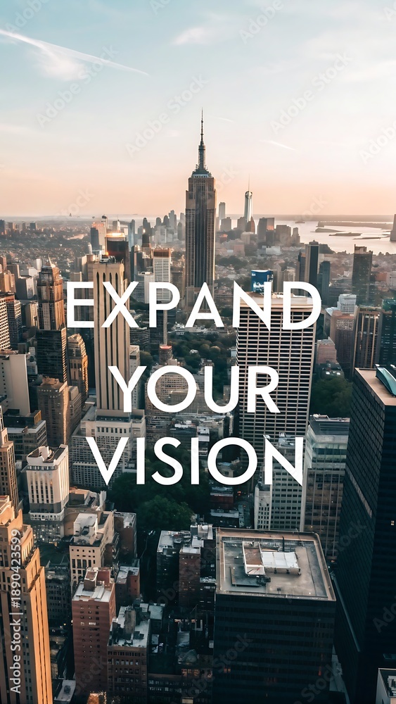 Obraz premium A motivational image showing a city skyline inspiring expansion of vision