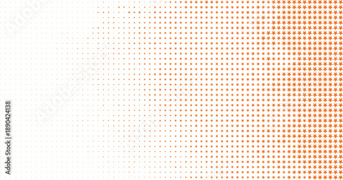 Orange star halftone pattern fading left to right, Directional star halftone abstract design