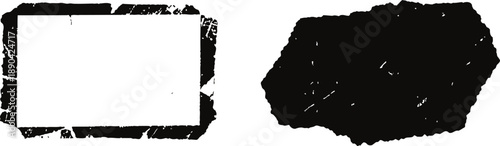 grunge black rectangle and irregular shape frames with textured distressed edges