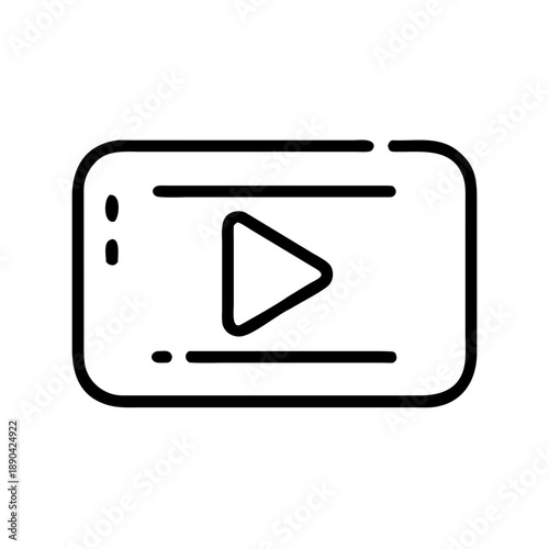 Play button icon design in minimalist style on white background  