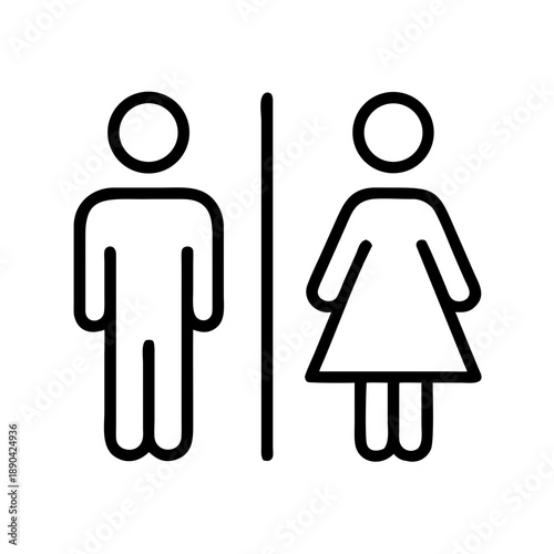Icon of male and female restroom symbols in minimalist style  