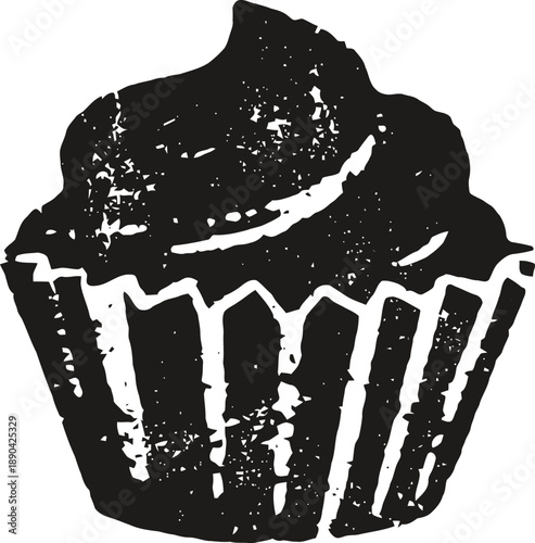 Cupcake with frosting sweet bakery dessert treat with textured icing and paper liner