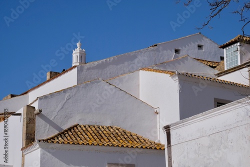 The whitewashed houses in the old town of Faro, Algarve, Portugal
