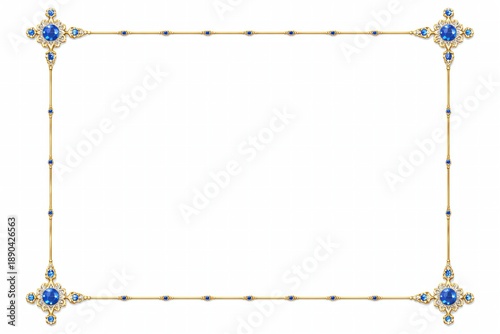 金装飾と青い宝石の背景フレーム