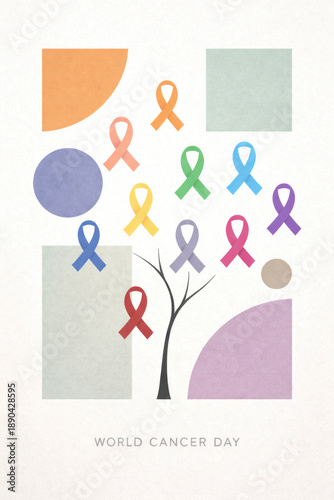 world cancer day ribbon poster
