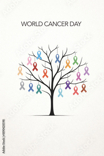 world cancer day ribbon tree poster