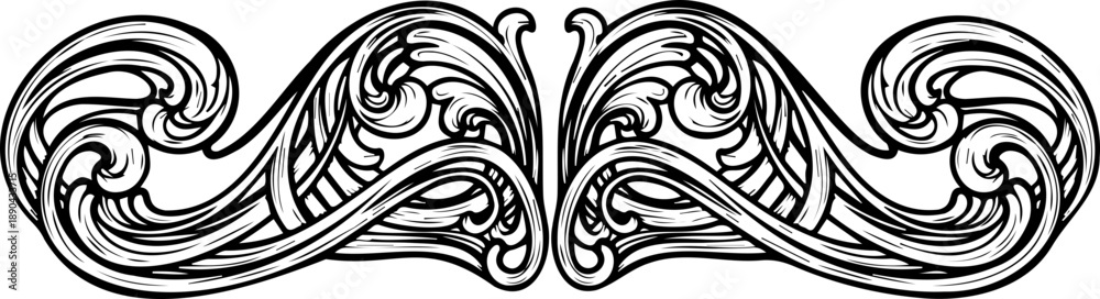 Fototapeta premium A beautiful black and white vector graphic of an ornate scroll design element