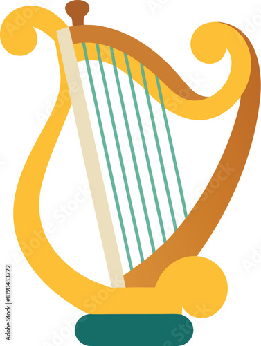 Yellow Harp Isolated on White