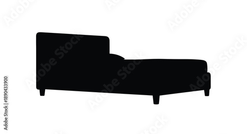 Black chaise lounge furniture design against a white background silhouette