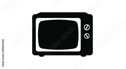 Vintage television set with a blank screen black silhouette