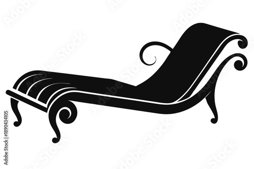 chaise lounge silhouette line art vector illustration