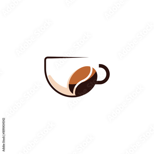 Coffee Cup Logo Design with Coffee Bean.
