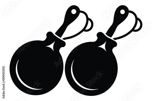 castanets silhouette line art vector illustration