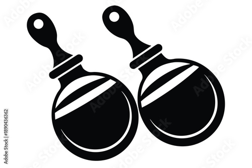 castanets silhouette line art vector illustration