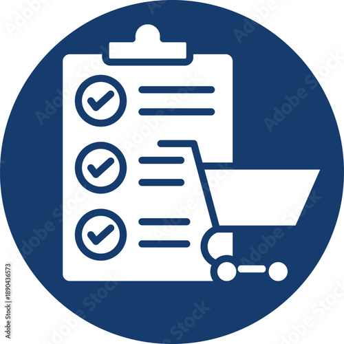 Checklist and shopping cart icon representing shopping and organization
