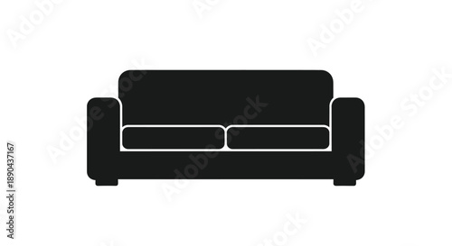 Simple black silhouette of a modern two seater sofa design