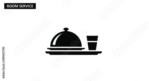 Room service icon featuring a covered dish glass and serving tray