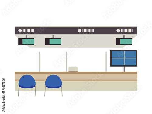 市役所の受付付近のイラスト｜City Hall Reception Area Illustration