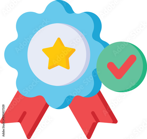 Digital Award Badge with Star and Checkmark for Recognition