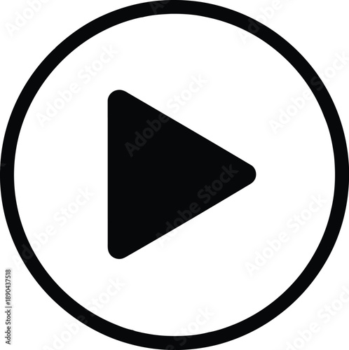 Play button icon on white background