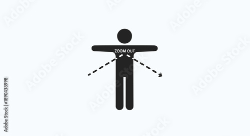 Human figure with zoom in symbol on chest.