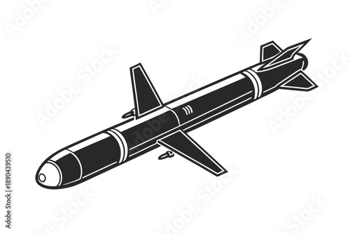 Cruise Missile with Folded Wings Silhouette.