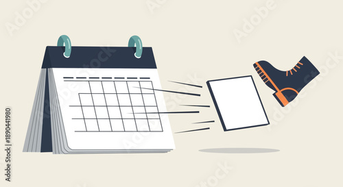 Calendar planning with shoe and blank tablet.