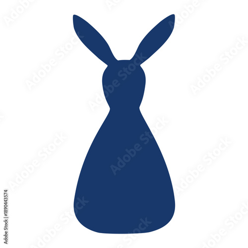 Cute Easter bunny silhouette with long ears, graphic template. Hand drawn vector isolated illustration. For Easter and seasonal designs, greeting cards and magazines, garden goods, nature clip arts.