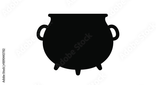 Black cauldron illustration against a white background simple silhouette