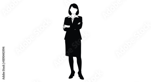 Professional woman in a suit with arms crossed stark silhouette