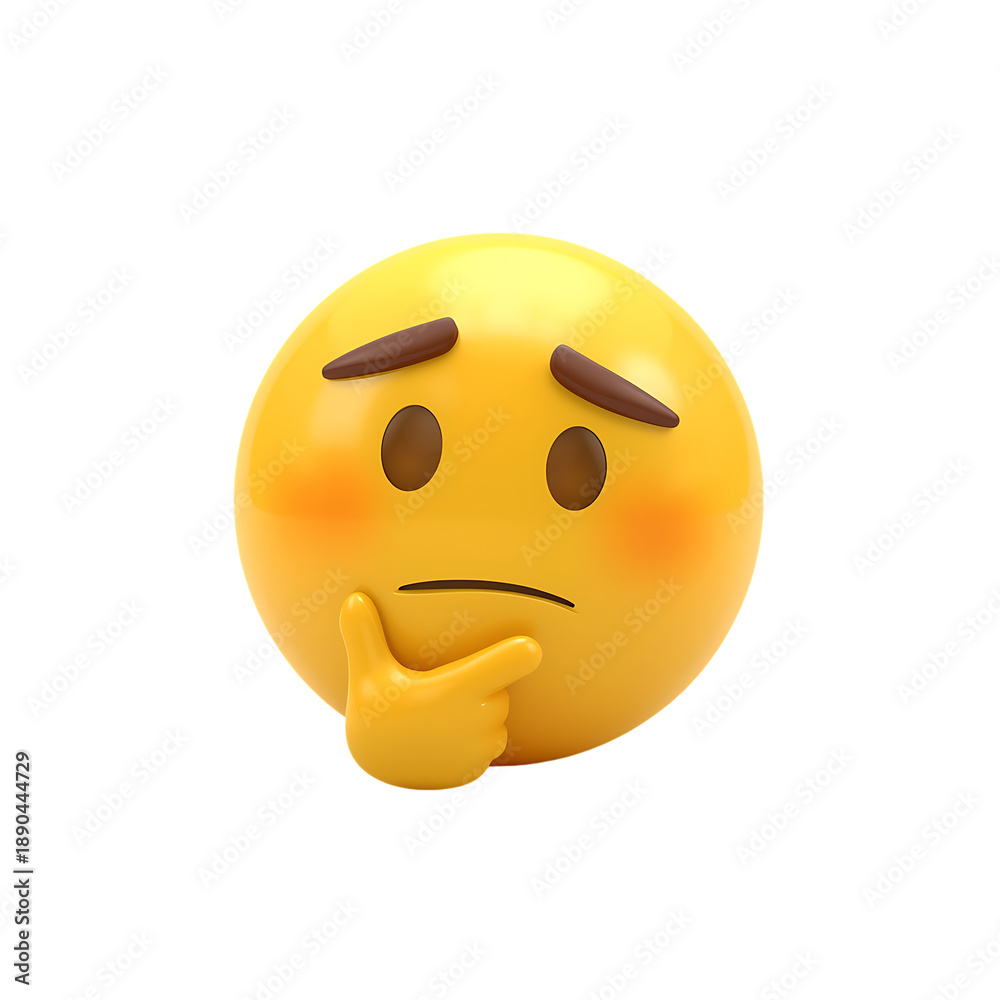 Fototapeta premium Thinking Emoji Face 3D Render