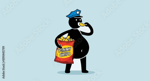 Fat Police Officer Eating Chips.