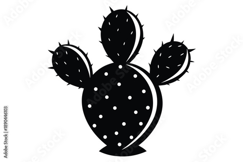 cactus pear silhouette line art vector illustration