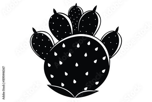cactus pear silhouette line art vector illustration